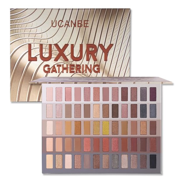 UCANBE Luxury Gathering 60 Color Pressed Eyeshadow Palette & 15 pc Brush Set NEW - Picture 4 of 5